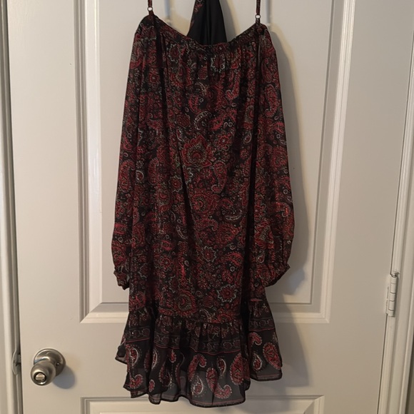 AQUA Criss-Cross Off the Shoulder Black/Red Dress, Sz. Small, NWT - Picture 2 of 3